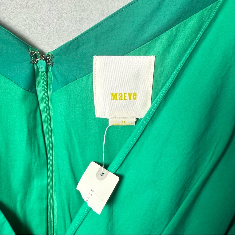 Maeve Anthropologie Women’s Short Sleeve Pleated Dress in Green Size 10 NWT - Picture 5 of 11